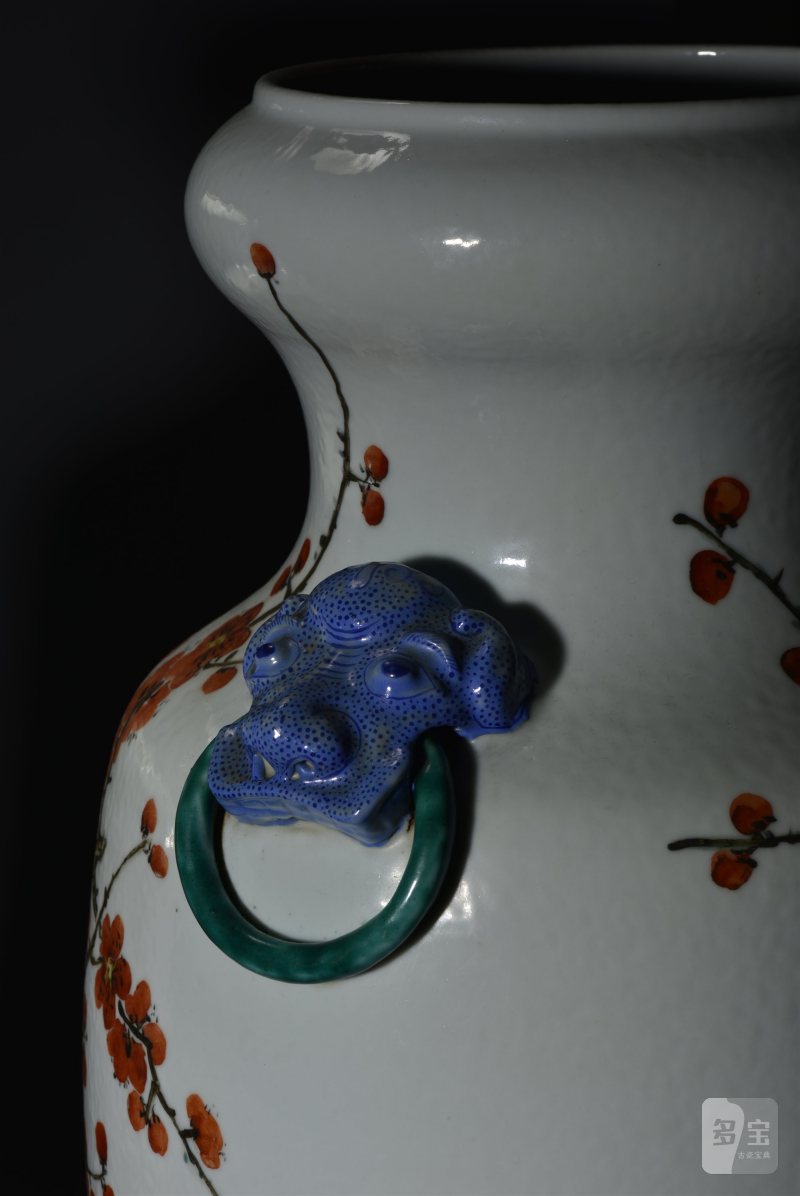 清光绪 金品卿风格浅绛彩梅花图大瓶一对 - 图11
